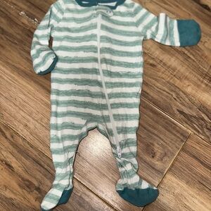 Cloud Island Teal and White Striped Footie
